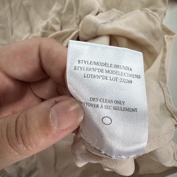 Theory Blouse Womens Small Beige Pink Silk Brundia Zip Pocket Long Sleeve Top - Picture 5 of 9